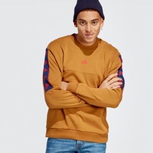 adidas Brand Love Sweatshirt Mens Loose Fit Bronze Crewneck Sweater Sz Small NEW